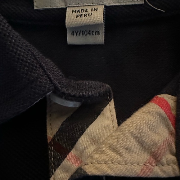 Burberry boys black polo short sleeve shirt with classic print on collar size 4 - Picture 6 of 6